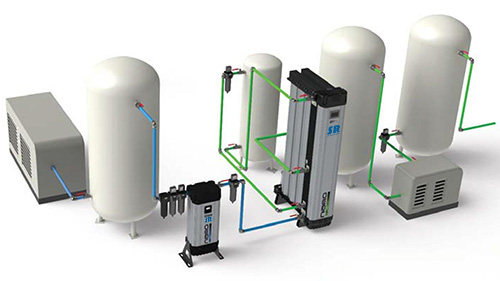 包含SR模塊化空壓機后處理設備的壓縮空氣系統圖