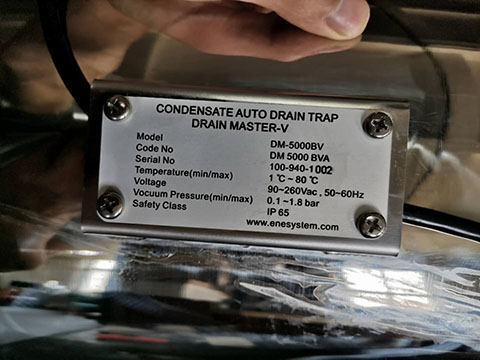 DrainMaster真空系統排水器DM-5000BV的銘牌